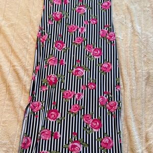 Bobbie Brooks Black and White Striped Maxi Dress with Pink Floral